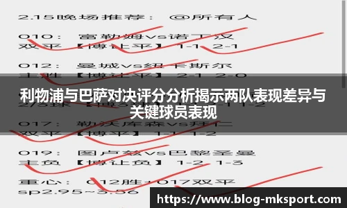 利物浦与巴萨对决评分分析揭示两队表现差异与关键球员表现